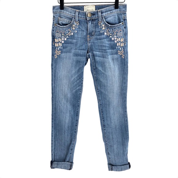 Current/Elliott Womens Size 24 The Rolled Skinny in Super Loved & Embroidery - Picture 8 of 9